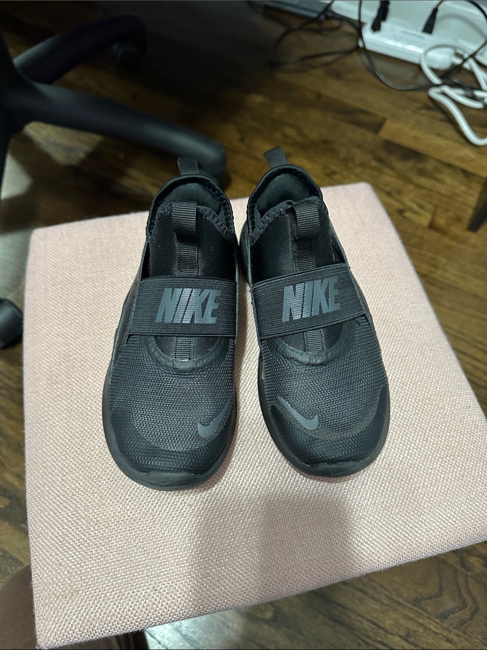 Nike Kids Black Slip-On Sneakers with Elastic Strap